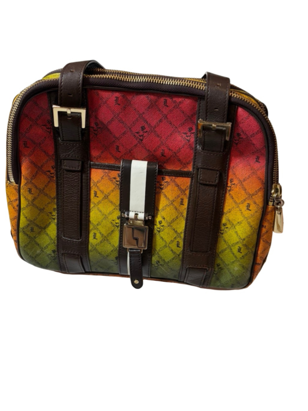 Vintage L.A.M.B. by Gwen Stefani Rasta Ombré Monogram Satchel Bag